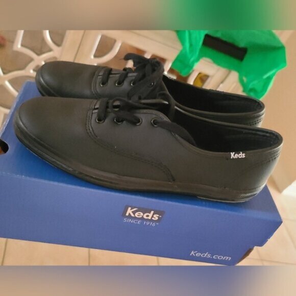 KEDS Ladies Champion Black Leather Ortholite Orthopedic Comfort Sneakers Shoes - Picture 13 of 14